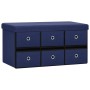 Folding storage bench in blue synthetic linen 76x38x38 cm by vidaXL, Benches for halls and storage - Ref: Foro24-338815, Pric...