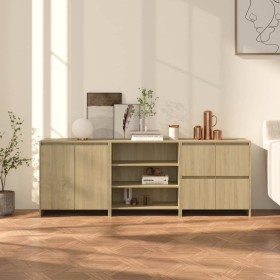 3-Piece Sonoma Oak Manufactured Wood Sideboard by vidaXL, Sideboards - Ref: Foro24-3098075, Price: 213,99 €, Discount: %