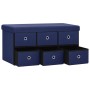 Folding storage bench in blue synthetic linen 76x38x38 cm by vidaXL, Benches for halls and storage - Ref: Foro24-338815, Pric...