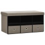 Folding storage bench taupe synthetic linen 76x38x38 cm by vidaXL, Benches for halls and storage - Ref: Foro24-338810, Price:...