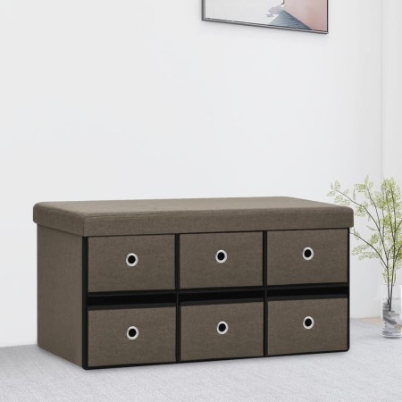 Brown synthetic linen folding storage bench 76x38x38 cm by vidaXL, Benches for halls and storage - Ref: Foro24-338813, Price:...