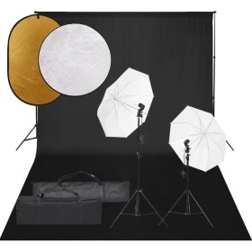 Fotostudio-Set mit Lichtset, Hintergrund und Reflektor von vidaXL, Blitze und Studiobeleuchtung - Ref: Foro24-3094661, Preis:...