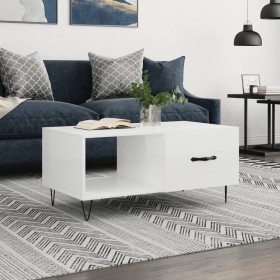 Glossy white plywood coffee table 90x50x40 cm by vidaXL, Coffee table - Ref: Foro24-829206, Price: 48,99 €, Discount: %