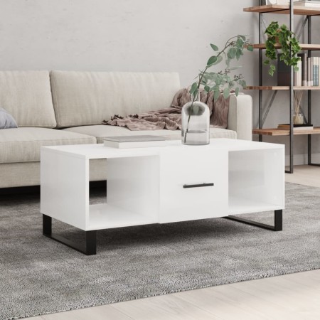 Glossy white plywood coffee table 102x50x40 cm by vidaXL, Coffee table - Ref: Foro24-829326, Price: 56,99 €, Discount: %