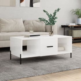 Glossy white plywood coffee table 102x50x40 cm by vidaXL, Coffee table - Ref: Foro24-829310, Price: 57,99 €, Discount: %