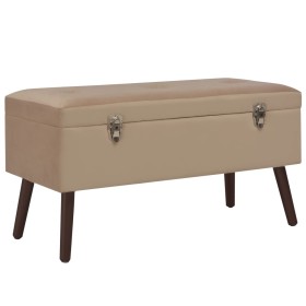 Bank mit Stauraum Beige Samt 80 cm von vidaXL, Bänke für Hallen und Lager - Ref: Foro24-3070672, Preis: 98,99 €, Rabatt: %