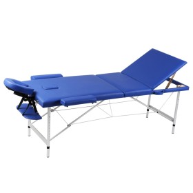 Blaue dreiteilige klappbare Massageliege aus Aluminium von vidaXL, Massageliegen - Ref: Foro24-110090, Preis: 160,99 €, Rabat...