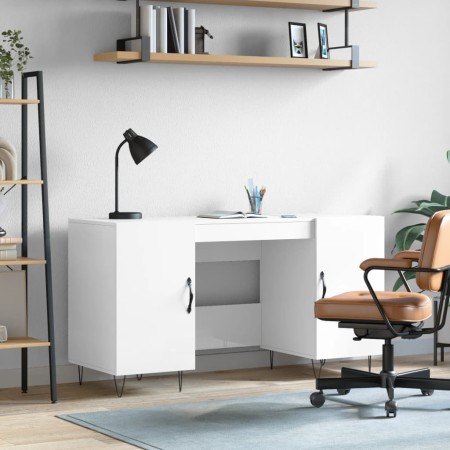 Glossy white plywood desk 140x50x75 cm by vidaXL, Desks - Ref: Foro24-829542, Price: 123,31 €, Discount: %