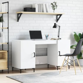 Glossy white plywood desk 140x50x75 cm by vidaXL, Desks - Ref: Foro24-829550, Price: 126,99 €, Discount: %