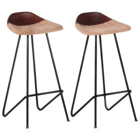 Kitchen stools 2 units brown genuine leather by vidaXL, Kitchen stools - Ref: Foro24-320645, Price: 142,02 €, Discount: %