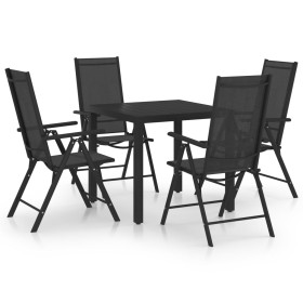 Juego de comedor de jardín 5 piezas aluminio negro de vidaXL, Conjuntos de jardín - Ref: Foro24-3070649, Precio: 359,93 €, De...