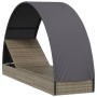 Tumbona con toldo redondo ratán sintético gris 211x57x140 cm de vidaXL, Tumbonas - Ref: Foro24-319643, Precio: 170,67 €, Desc...