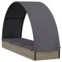 Tumbona con toldo redondo ratán sintético gris 211x57x140 cm de vidaXL, Tumbonas - Ref: Foro24-319643, Precio: 170,67 €, Desc...