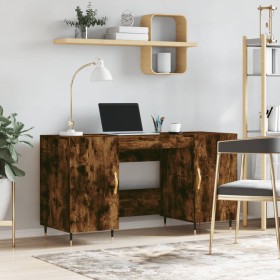 Escritorio madera de ingeniería roble ahumado 140x50x75 cm de vidaXL, Escritorios - Ref: Foro24-829529, Precio: 110,99 €, Des...