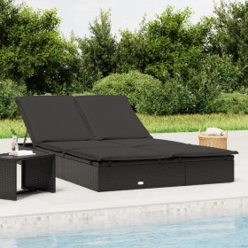 2-person synthetic rattan sun lounger with black cushions by vidaXL, Loungers - Ref: Foro24-319647, Price: 274,86 €, Discount: %