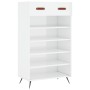 Mueble zapatero madera contrachapada blanco brillo 60x35x105 cm de vidaXL, Armarios y almacenamiento - Ref: Foro24-829582, Pr...