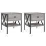 Mesita de noche 2 uds madera ingeniería gris Sonoma 40x42x45 cm de vidaXL, Mesitas de noche - Ref: Foro24-825960, Precio: 79,...