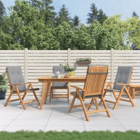 Reclining garden chairs and cushions 4 pcs solid teak wood by vidaXL, Garden chairs - Ref: Foro24-3196464, Price: 585,99 €, D...