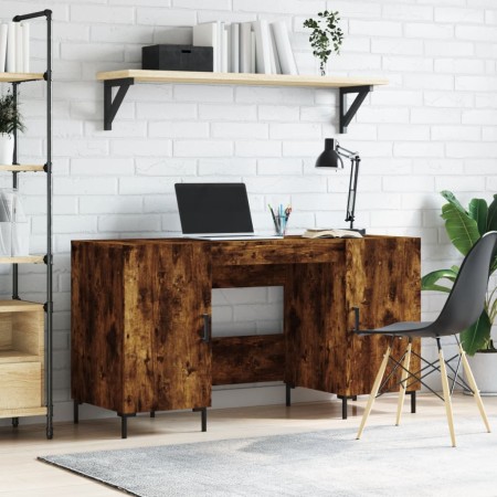 Escritorio madera de ingeniería roble ahumado 140x50x75 cm de vidaXL, Escritorios - Ref: Foro24-829553, Precio: 115,99 €, Des...