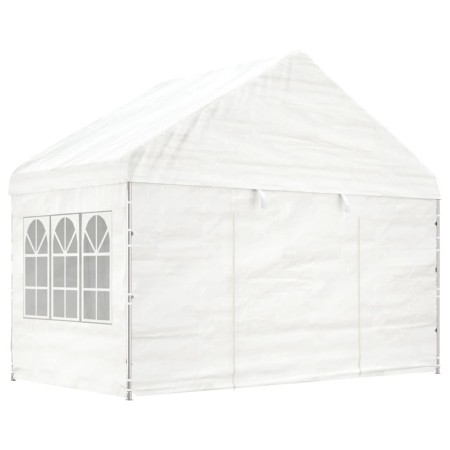 Gazebo with white polyethylene roof 4.08x2.23x3.22 m by vidaXL, Tents and gazebos - Ref: Foro24-362631, Price: 191,22 €, Disc...