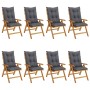 Reclining garden chairs and cushions 8 pcs solid teak wood by vidaXL, Garden chairs - Ref: Foro24-3196538, Price: 1,00 €, Dis...