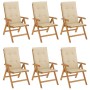 Reclining garden chairs and cushions 6 pcs solid teak wood by vidaXL, Garden chairs - Ref: Foro24-3196496, Price: 849,43 €, D...