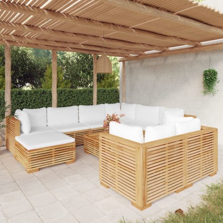 10-teiliges Gartenmöbel-Set und Kissen aus massivem Teakholz von vidaXL, Gartensets - Ref: Foro24-3100881, Preis: 1,00 €, Rab...