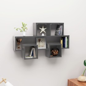 Glossy gray plywood car-shaped wall shelf 82x15x51 cm by vidaXL, Shelves and shelves - Ref: Foro24-807258, Price: 29,99 €, Di...