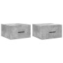 Wall-mounted bedside tables 2 units in concrete gray color 35x35x20 cm by vidaXL, Lockers and storage cabinets - Ref: Foro24-...