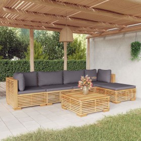 6-piece garden furniture set and solid teak wood cushions by vidaXL, Garden sets - Ref: Foro24-3100898, Price: 1,00 €, Discou...