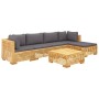 6-piece garden furniture set and solid teak wood cushions by vidaXL, Garden sets - Ref: Foro24-3100898, Price: 1,00 €, Discou...