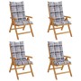 Reclining garden chairs and cushions 4 pcs solid teak wood by vidaXL, Garden chairs - Ref: Foro24-3196492, Price: 557,60 €, D...