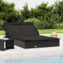 Double sun lounger with foldable canopy, made of black PE rattan, measuring 213x118x97 cm. by vidaXL, Loungers - Ref: Foro24-...