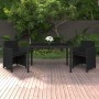 3-teiliges Garten-Esszimmer-Set mit Kissen synthetisches Rattan schwarz von vidaXL, Gartensets - Ref: Foro24-3095488, Preis: ...