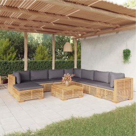 9-teiliges Gartenmöbel-Set und Kissen aus massivem Teakholz von vidaXL, Gartensets - Ref: Foro24-3100890, Preis: 1,00 €, Raba...