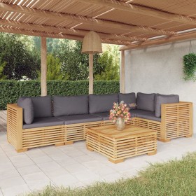 6-teiliges Gartenmöbel-Set und Kissen aus massivem Teakholz von vidaXL, Gartensets - Ref: Foro24-3100900, Preis: 1,00 €, Raba...