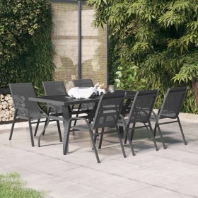 Juego de comedor de jardín 7 piezas gris y negro de vidaXL, Conjuntos de jardín - Ref: Foro24-3095988, Precio: 401,90 €, Desc...