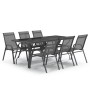 Juego de comedor de jardín 7 piezas gris y negro de vidaXL, Conjuntos de jardín - Ref: Foro24-3095988, Precio: 508,45 €, Desc...