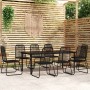 Juego de comedor para jardín 9 piezas negro de vidaXL, Conjuntos de jardín - Ref: Foro24-3099094, Precio: 718,87 €, Descuento: %