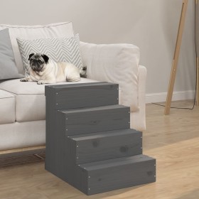 Pet staircase solid gray pine wood 40x49x47 cm by vidaXL, Pet Steps and Ramps - Ref: Foro24-822468, Price: 59,99 €, Discount: %