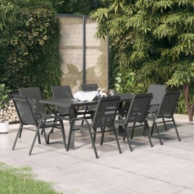 Garden dining set 9 pieces gray and black by vidaXL, Garden sets - Ref: Foro24-3095976, Price: 490,88 €, Discount: %