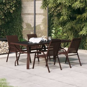 5-teiliges Garten-Essset mit braunen und schwarzen Kissen von vidaXL, Gartensets - Ref: Foro24-3095984, Preis: 292,99 €, Raba...