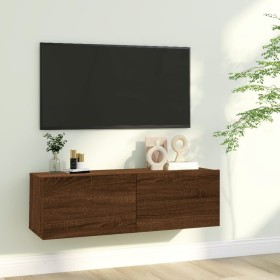 Brown oak plywood TV wall cabinet 100x30x30 cm by vidaXL, TV Furniture - Ref: Foro24-815098, Price: 49,01 €, Discount: %