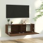 Brown oak plywood TV wall cabinet 100x30x30 cm by vidaXL, TV Furniture - Ref: Foro24-815098, Price: 44,31 €, Discount: %