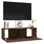 Brown oak plywood TV wall cabinet 100x30x30 cm by vidaXL, TV Furniture - Ref: Foro24-815098, Price: 44,31 €, Discount: %