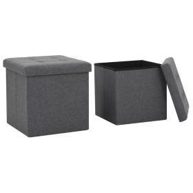 Folding storage stools 2 pcs dark gray synthetic linen by vidaXL, Folding stools and chairs - Ref: Foro24-247079, Price: 36,9...