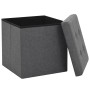 Taburetes almacenaje plegables 2 uds lino sintético gris oscuro de vidaXL, Taburetes y sillas plegables - Ref: Foro24-247079,...