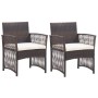 Garden armchairs with cushions 2 units brown synthetic rattan by vidaXL, Garden chairs - Ref: Foro24-46439, Price: 106,99 €, ...