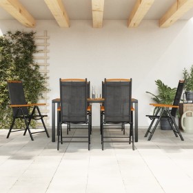 7-piece black and brown aluminum garden dining set by vidaXL, Garden sets - Ref: Foro24-3200602, Price: 507,90 €, Discount: %