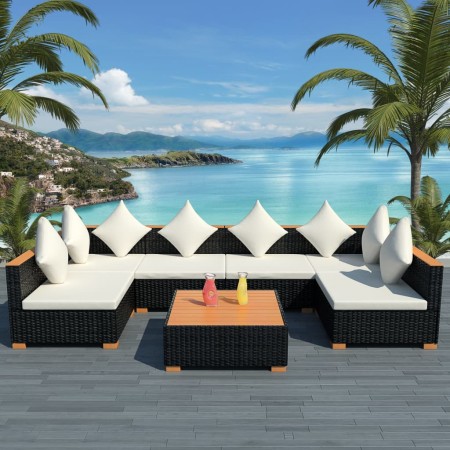 Garden furniture and cushions 7 pieces black synthetic rattan by vidaXL, Garden sets - Ref: Foro24-42751, Price: 784,15 €, Di...